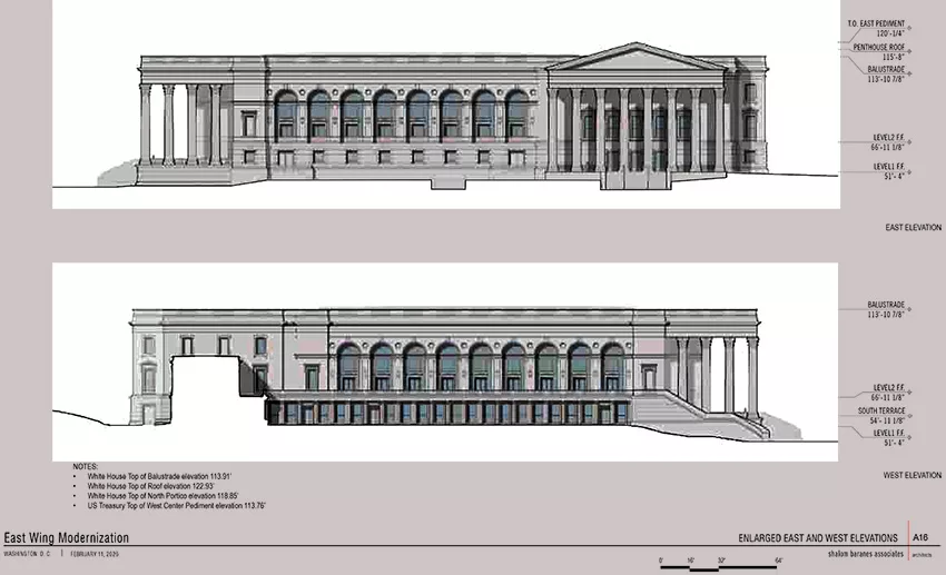 East west elevation schematic