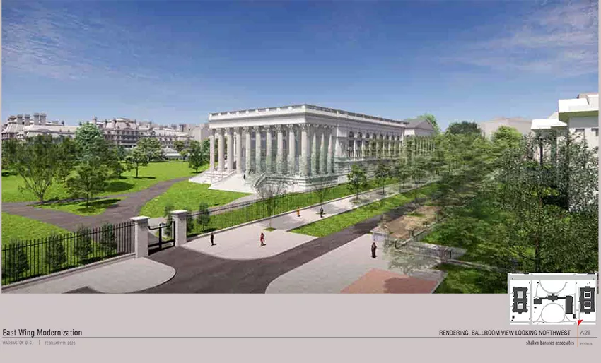 Rendering ballroom view looking northwest