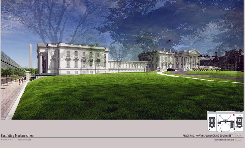 Rendering north lawn looking southwest