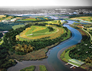 State Island’s Fresh Kills park will create 2,200 acres of park space out of the world’s largest landfill. Designed by New York City-based Field Operations, the park will feature wetlands, waterways, hills, and skyline views. It is expected to be built out over the next 30 years. 