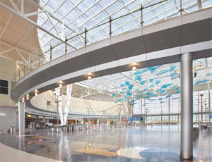 The HOK-designed Col. H. Weir Cook Terminal at the Indianapolis International Airport was the first designed with new security protocols following the 9/11 terrorist attacks.