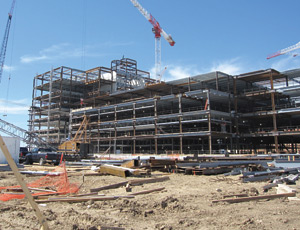 Work is under way at the Brooke Army Medical Center, where a seven-story addition recently topped out.