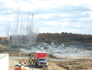 Making An Impact Blasting work at the $55-million Fort Drum Connector project near Watertown, N.Y., which broke ground in August.