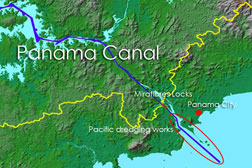 map, Panama Canal, dredge