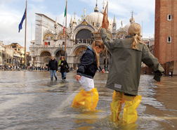 High tides and seas regularly flood historic Venice. 