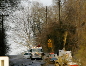Motorist stranded by water main break in Washington, D.C., suburbs Dec. 23.