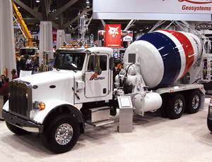 Cemex’s only presence at World of Concrete was a mixer in the Peterbilt booth.