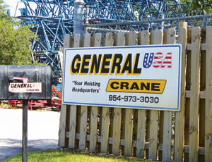 Tower cranes and other units sit inside a General Crane yard in Pompano Beach, Fla. Subsidiary Gulfstream Crane LLC filed for Chapter 11 on Dec. 8.