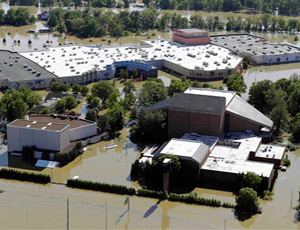 The Grand Ole Opry House and related buildings sitting in floodwater in Nashville.