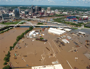 PSC Metals Inc.’s recycling facility southeast of downtown Nashville sits submerged in floodwater after the Cumberland River overflowed its banks.