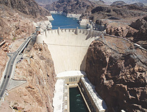 Lake Mead reservoir level is at its lowest point in 54 years, putting electricity generation capability at risk. Engineered mitigation measures include a third water-intake tunnel and new turbine design.