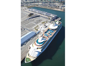 A monocrystalline photovoltic system held in place with a concrete- ballasted roof will supply 1 MW of power to the Port of Los Angeles World Cruise Center.
