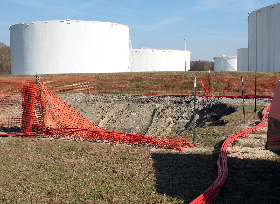 Wickpoint dewatering system on pipeline repair project