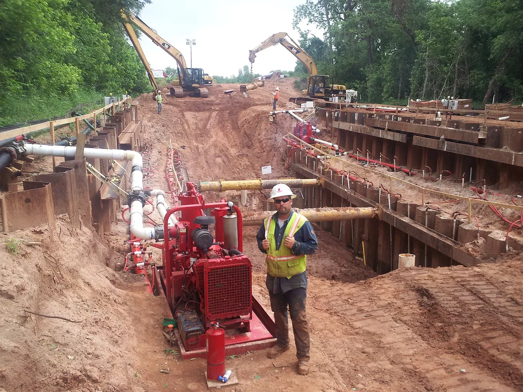Dewatering System on a Pipeline repair project in Oklahoma