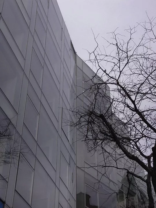 Folded rippled window wall