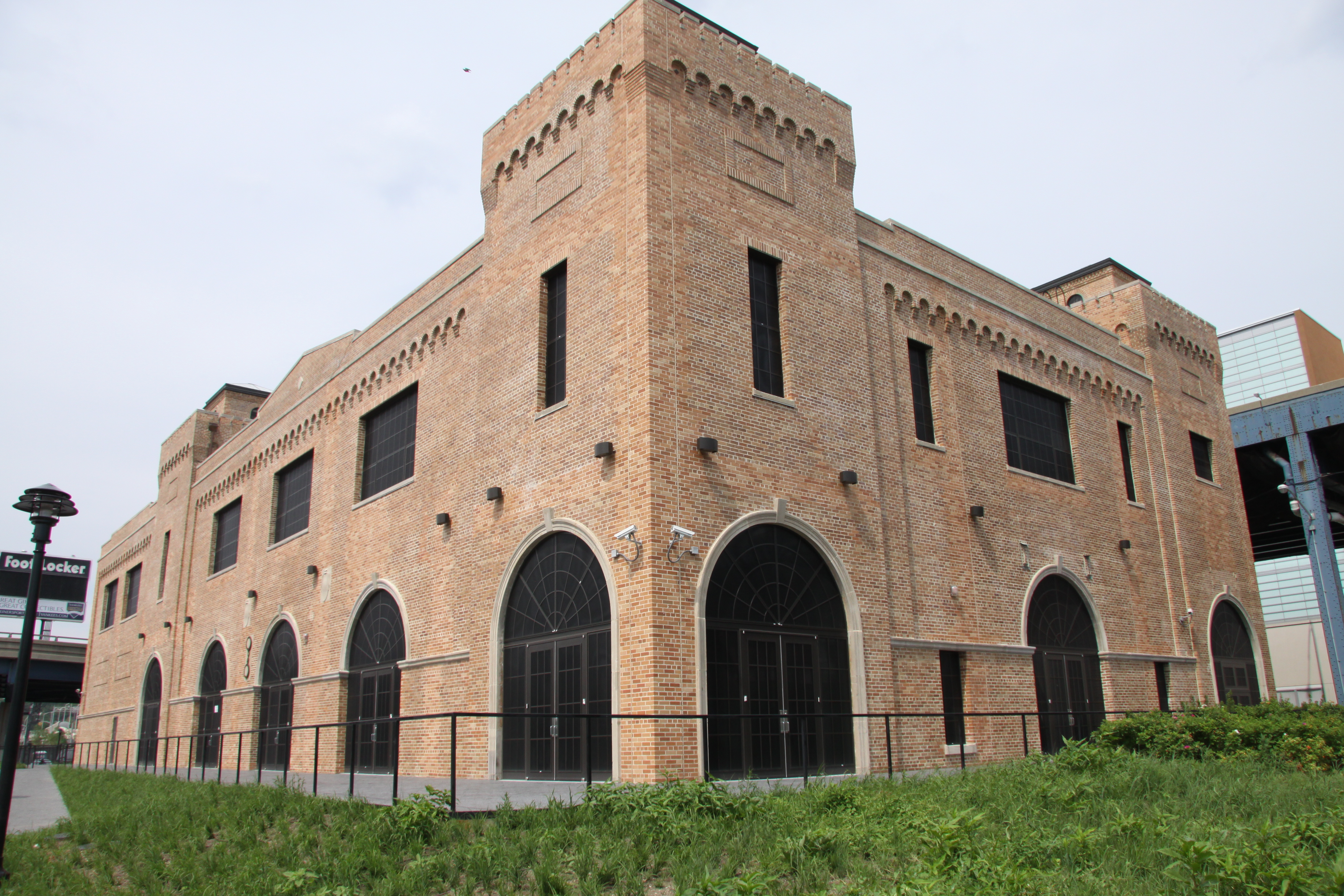 Exterior shot of the restored Power House in the Bronx Terminal Market
