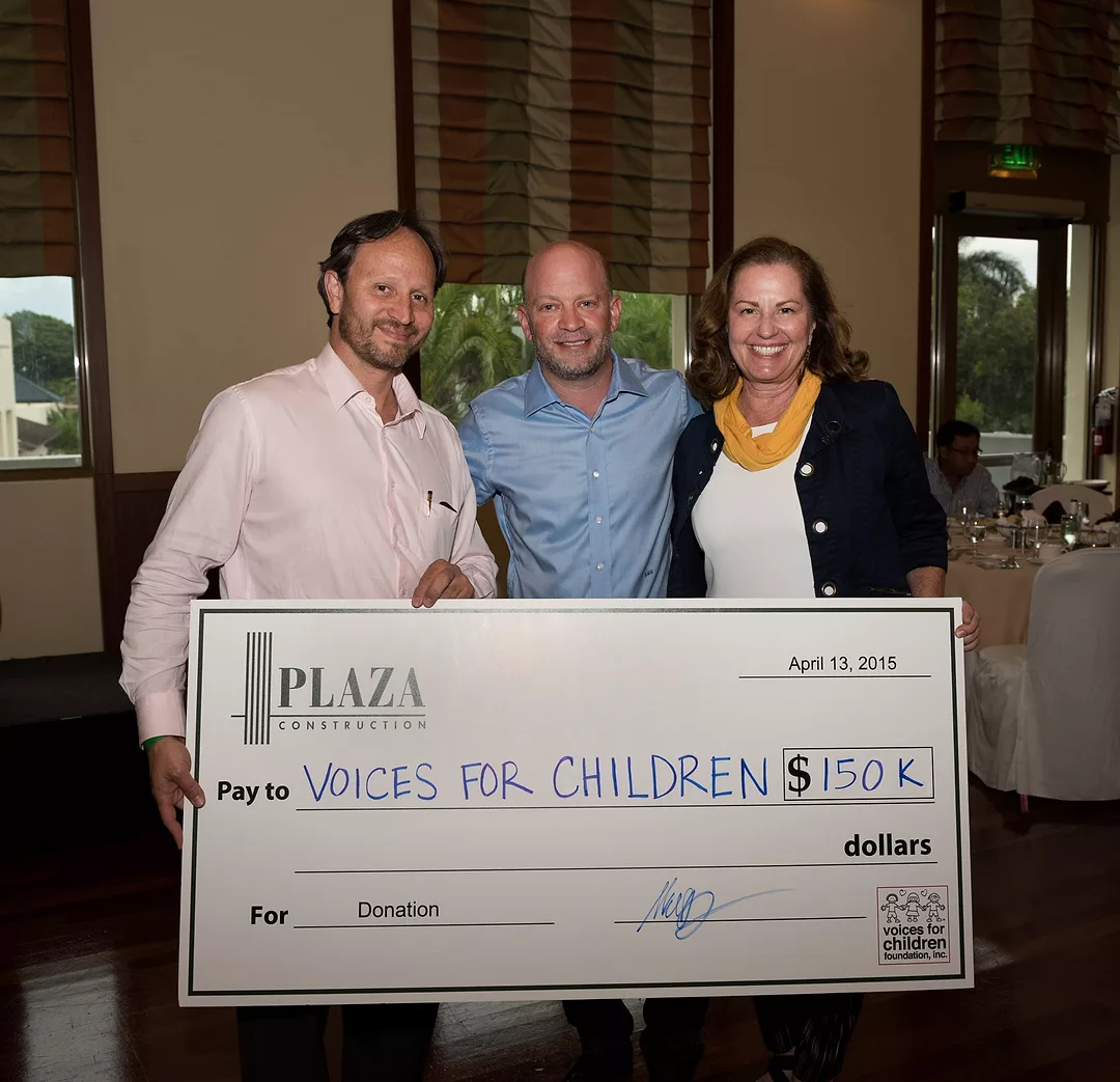 Plaza Construction Presents $150,000 Check to Voices For Children Foundation in Miami