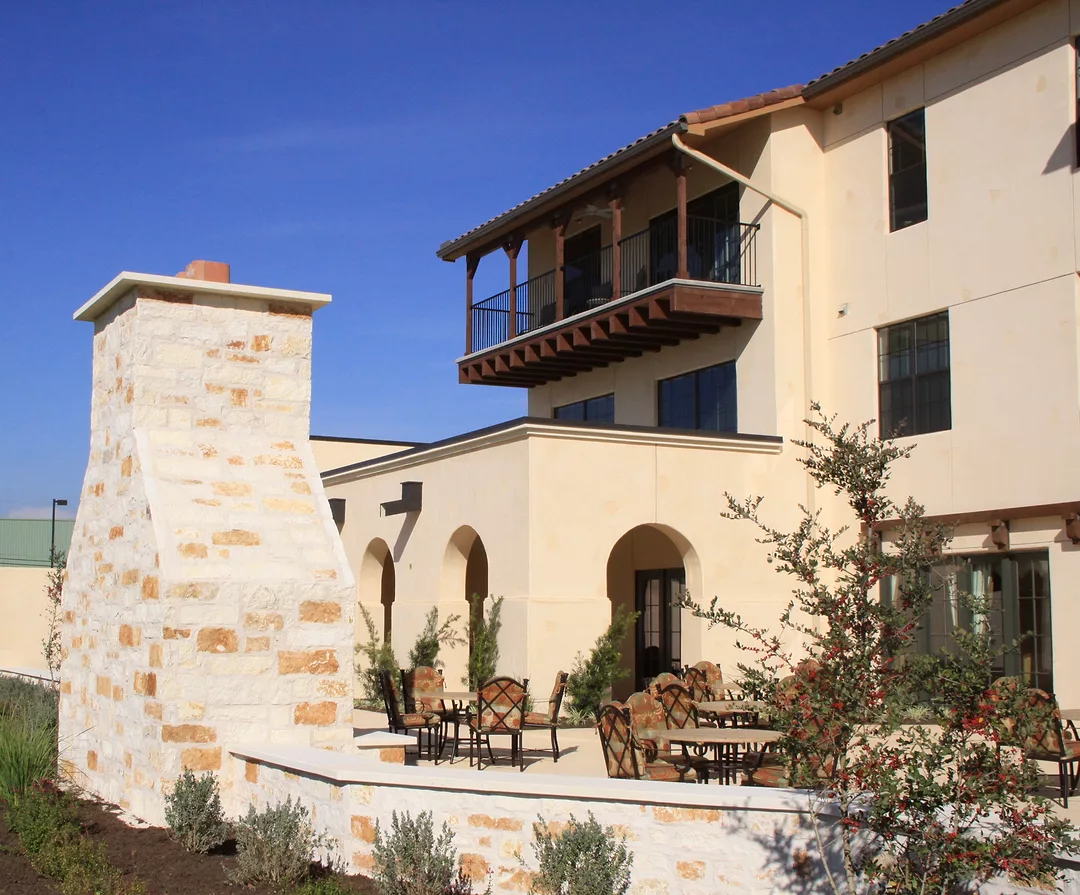 Teerrace area behind GreenRidge at Buckner Villa