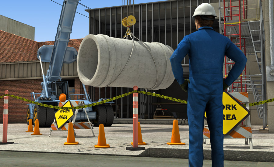 construction worker and a concrete pipe