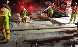 Washington State DOT workers replace concrete panels on I-5 near Tacoma