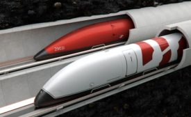 Rendering of proposed Swisspod hyperloop tubes and vehicles