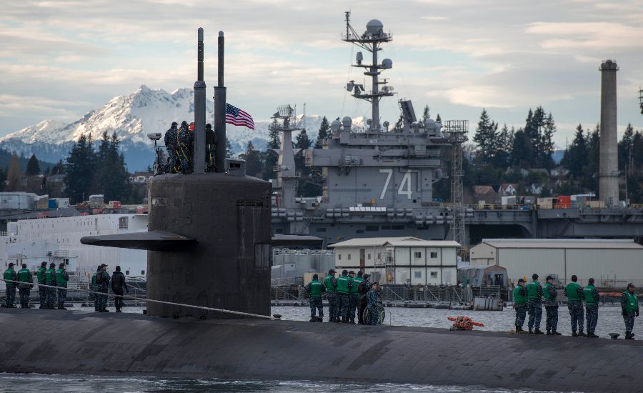USS Olympia submarine arrives at Puget Sound Naval Shipyard