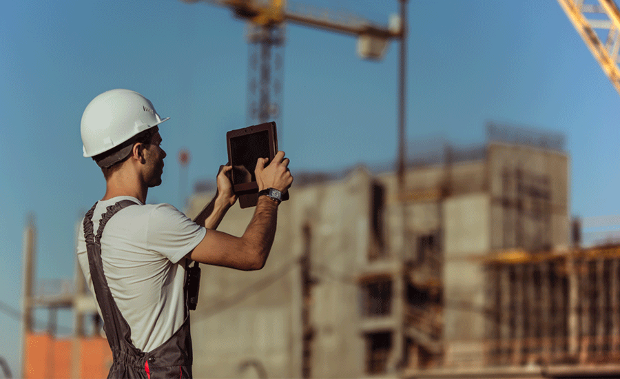 construction man with tablet