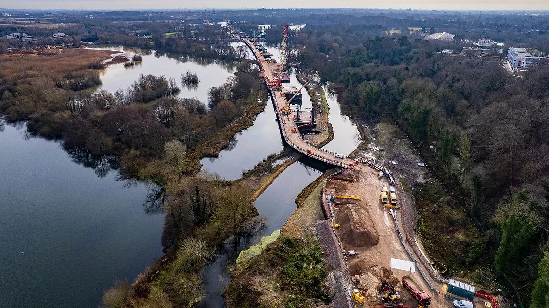 Work on the jetty and piling for the Colne Valley Viaduct from the air Feb 2022.jpeg