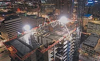 nighttime concrete pour at the Liberty Sky high-rise nighttime concrete pour at the Liberty Sky high-rise