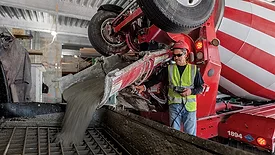 pouring concrete
