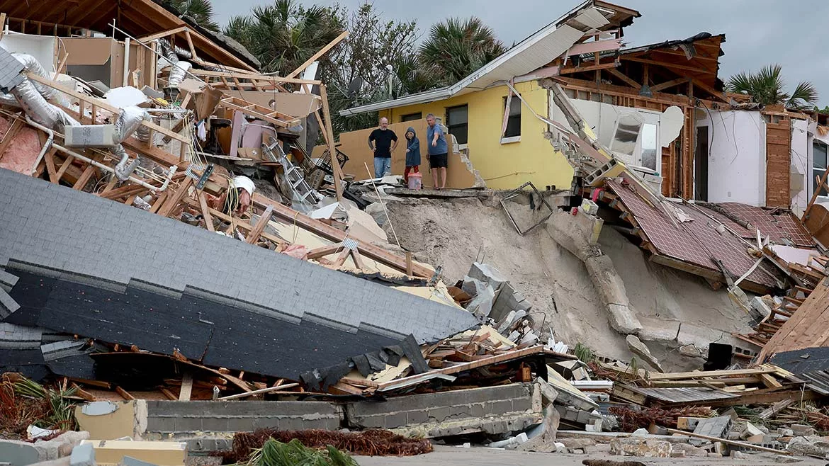 collapsed house