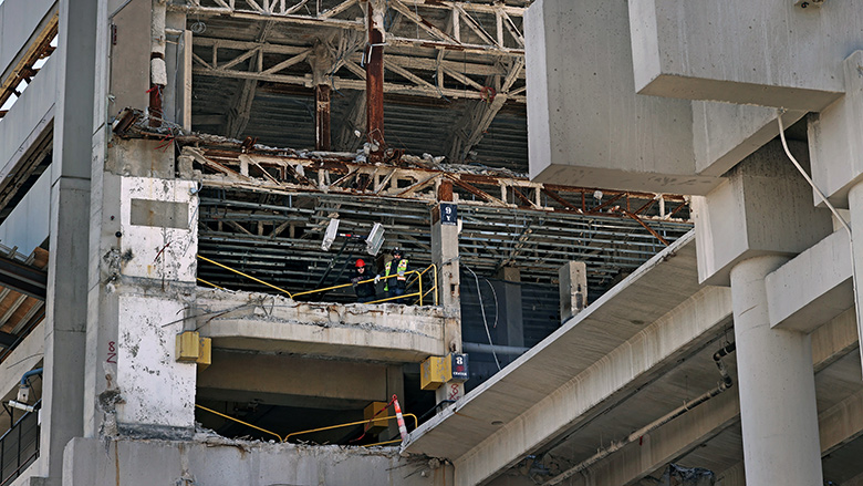 A section of the Government Center parking garage in Boston collapsed during demolition work, killing a crew member.