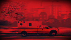 Graphic showing ambulance and Boston map