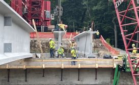 Crews work on the Fern Hollow bridge in Pittsburgh