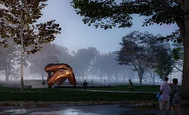 A rendering of “The Embrace,” Boston’s monument to Martin Luther King Jr. and his wife Corretta Scott King.