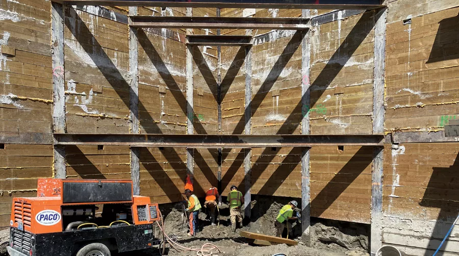 the alignment of bracing steel shadows