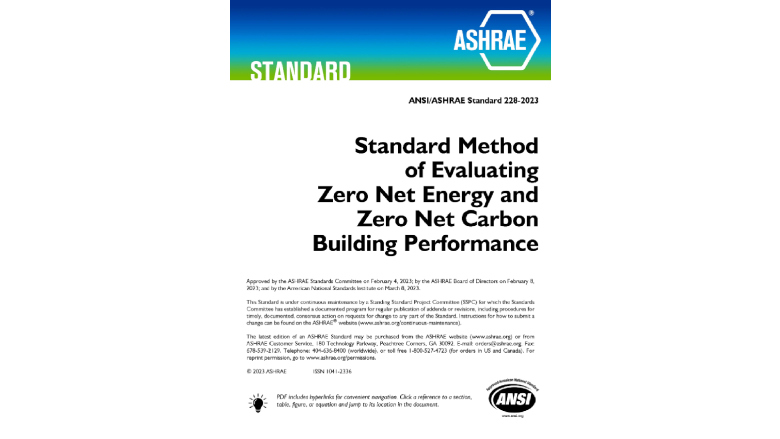 ASHRAE Publishes First Standard for Zero Net Carbon, Zero Net Energy Buildings