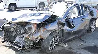 Baltimore Crash-img.jpg A crash that killed six highway workers in Baltimore left a car totaled