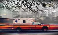 ConstructionFatality_Baltimore_ENRwebready.jpg A graphic showing an EMS vehicle racing in front of a map of Baltimore