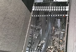 An aerial view of a Bronx building collapse in 2019
