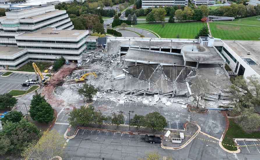 A photo of the demo of the former AOL headquarters 