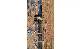 above shot of construction crews