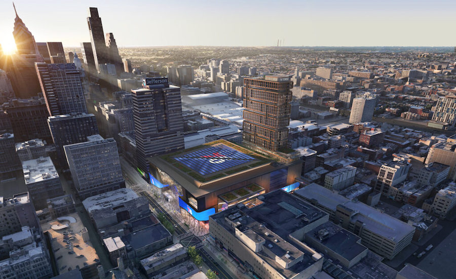 A rendering of the Philadelphia 76ers proposed stadium