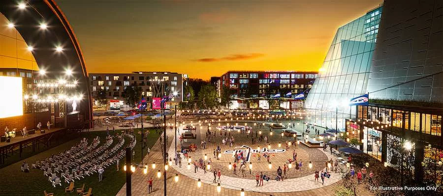 A rendering of a proposed $2-billion sports-centered development in Alexandria, Va
