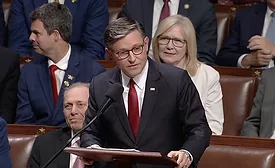 House Speaker Mike Johnson speaks on the House floor