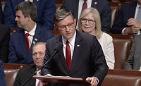House Speaker Mike Johnson speaks on the House floor