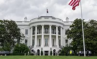 The White House is seen from the lawn