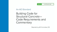 Cover page of ACI 318, which reads "Building Code for Structural Concrete—Code Requirements and Commentary"