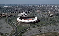 RFK-Stadium RFK Stadium and its roughly 174-acre campus, shown in an aerial view looking west toward the U.S. Capitol.