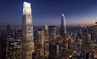 The 2.5-million-square-foot, 1,388-foot tower at 270 Park Ave. features triple-pane glazing and smart-building controls as part of JPMorgan Chase’s all-electric, net-zero-operations design.